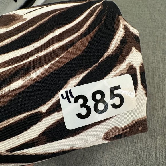 Connected Apparel Zebra Dress Sz 10 Sleeveless Boat Neck Black Brown Off White - Picture 13 of 13
